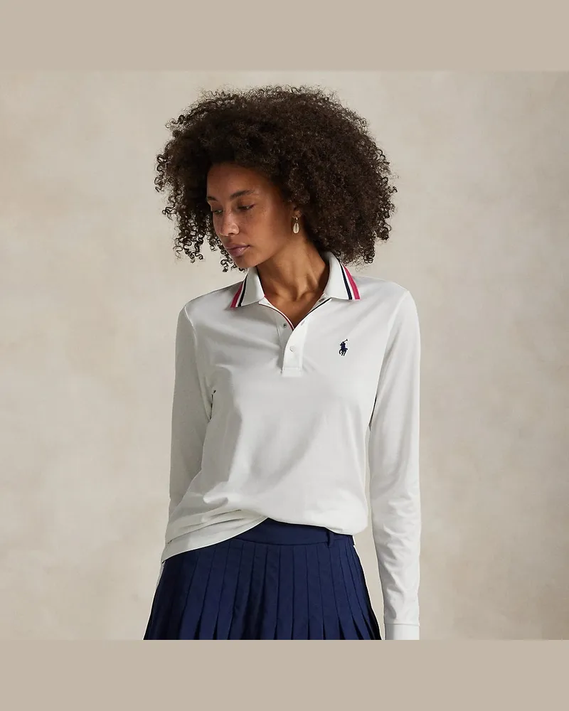 Ralph Lauren Langärmliges Tailored-Fit Poloshirt White