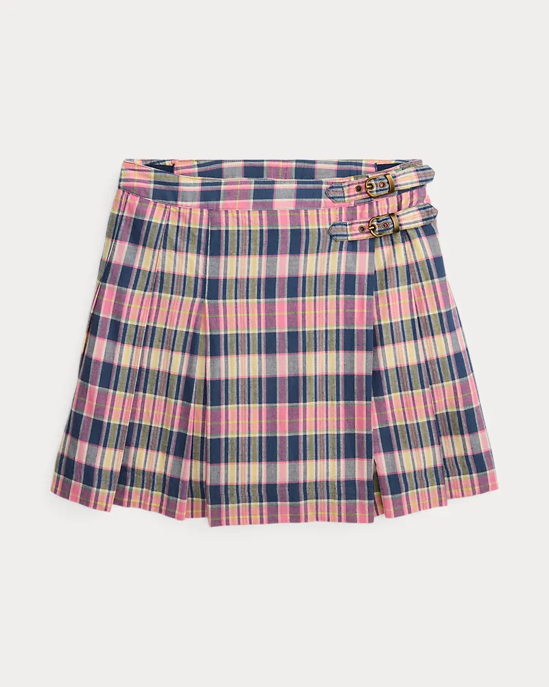 Ralph Lauren Karierter Madras-Wickelrock mit Falten Multi
