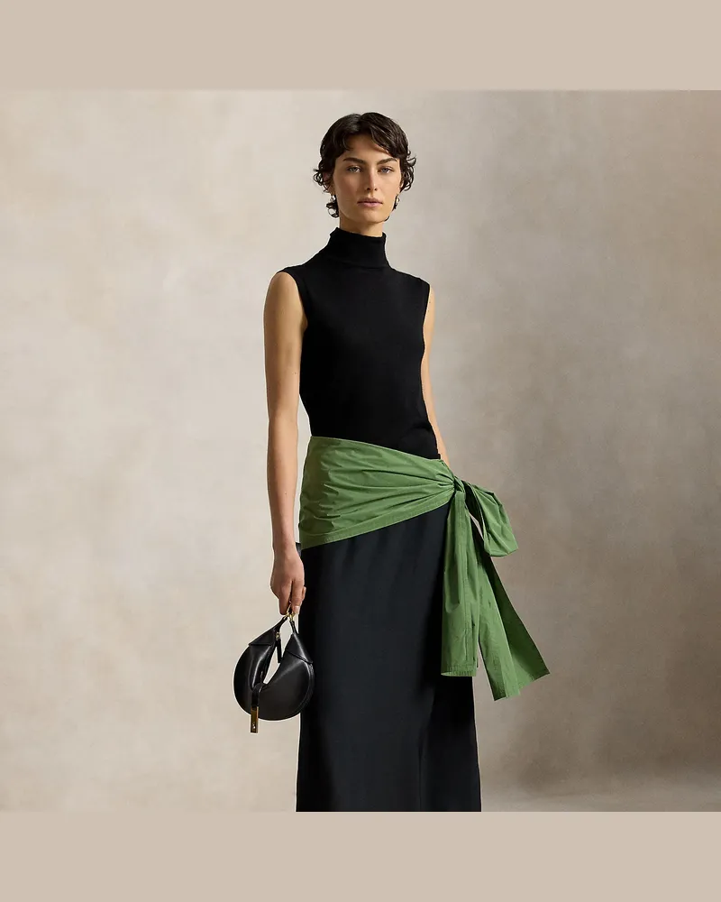 Ralph Lauren Maxirock mit Taft-Bindegürtel Black