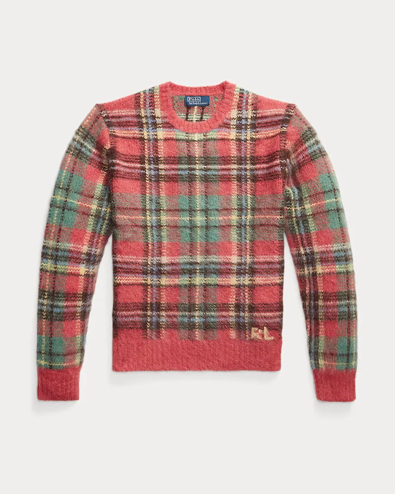 Ralph Lauren Karo-Pullover mit Intarsienstrickerei Red