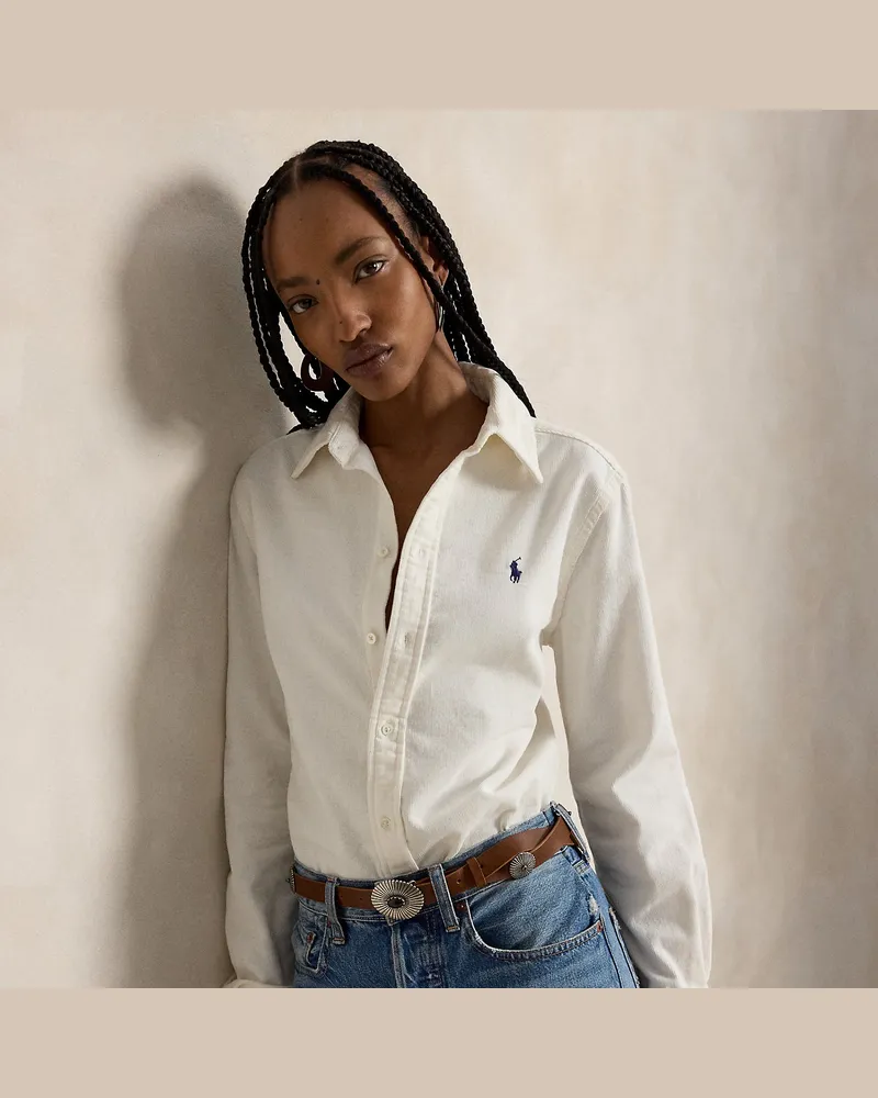 Ralph Lauren Classic-Fit Hemd aus Baumwollkordsamt White