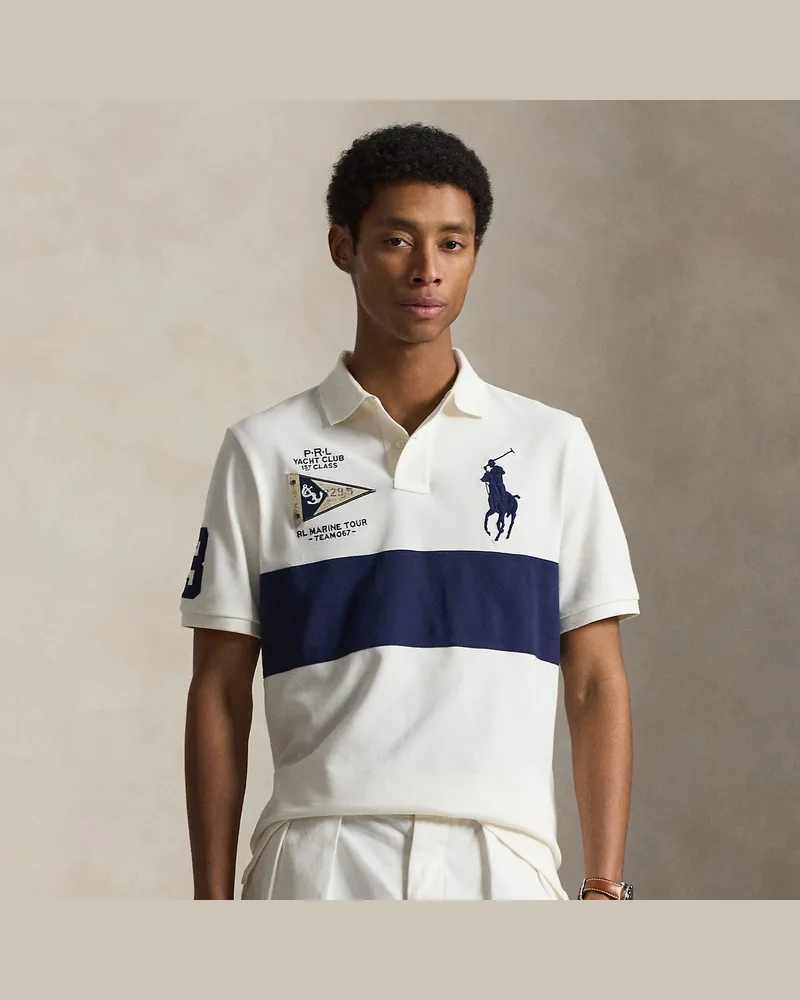Ralph Lauren Custom-Slim Piqué-Poloshirt mit Big Pony Cream