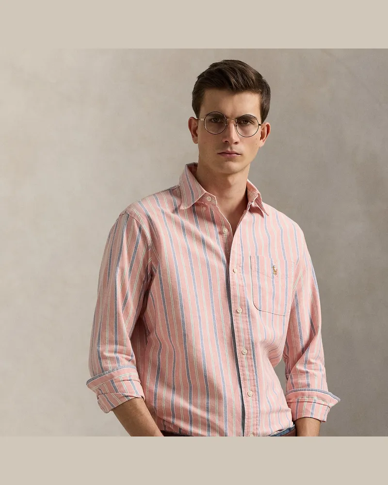 Ralph Lauren Gestreiftes Custom-Fit Oxfordhemd Orange