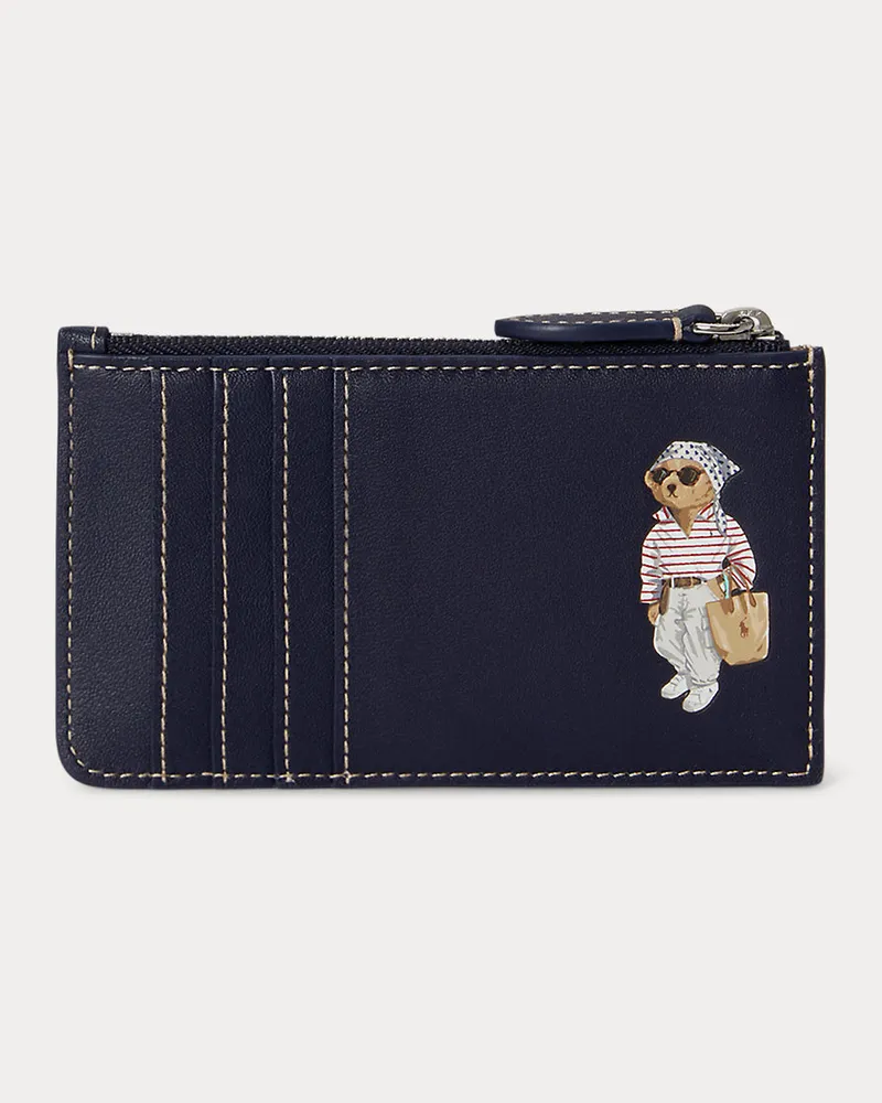 Ralph Lauren Kartenetui aus Leder mit Polo Bear Blue