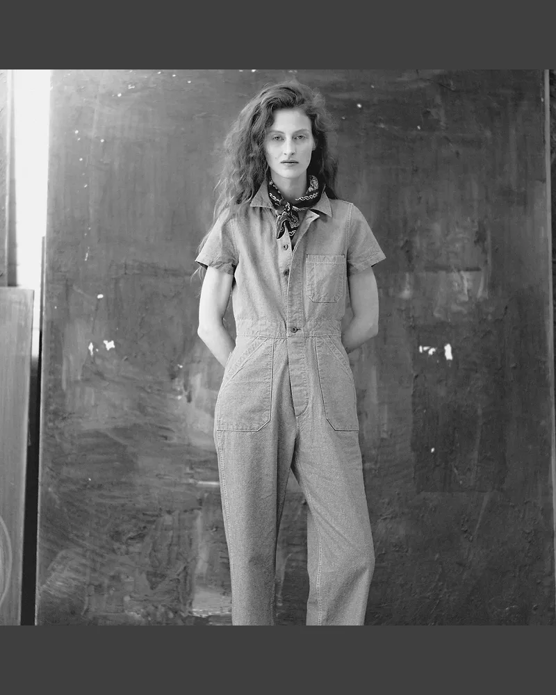 Ralph Lauren Overall mit Nadelkaromuster in Indigo Blue