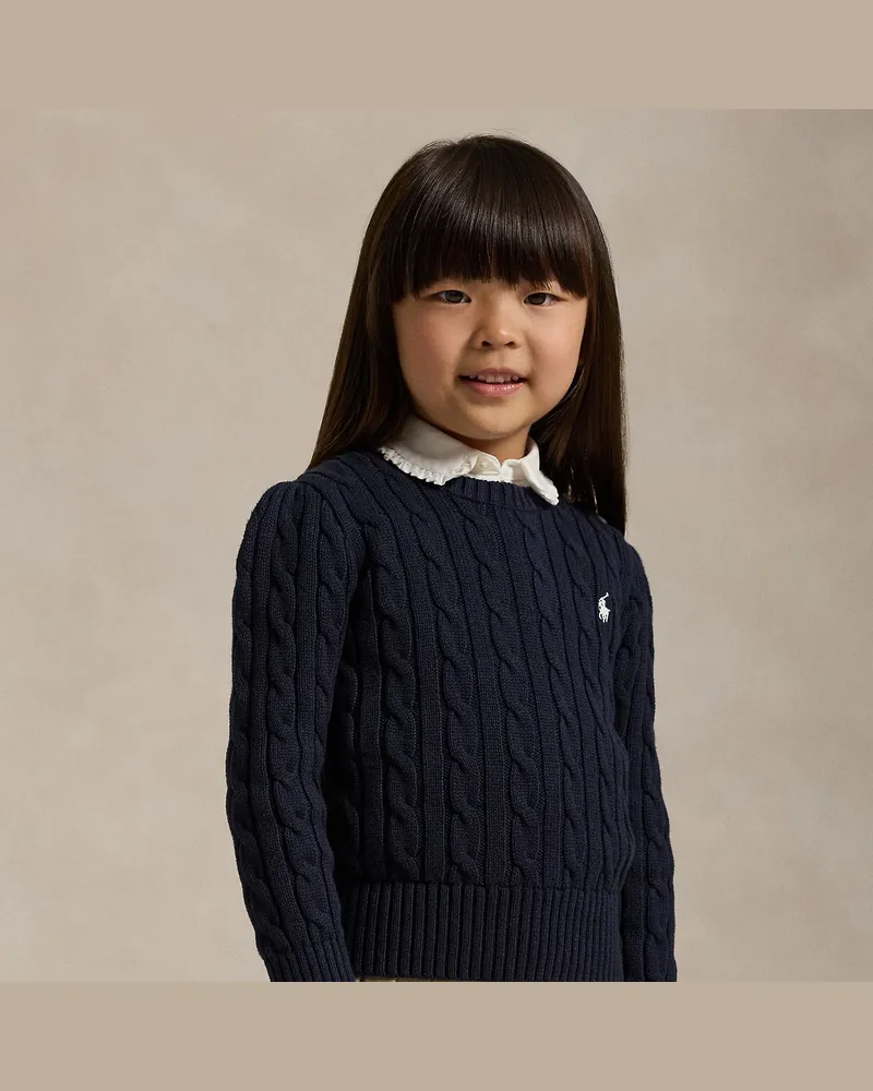 Ralph Lauren Baumwollpullover mit Zopfmuster Blue
