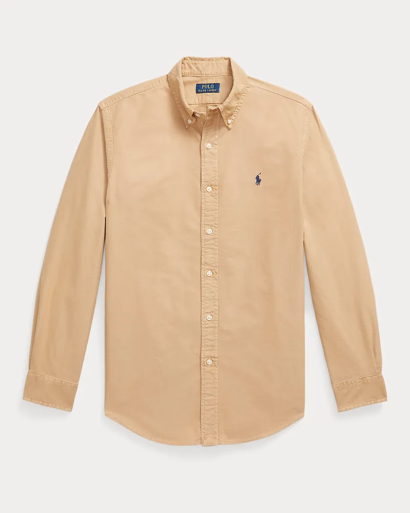 Ralph Lauren Gefärbtes Custom-Fit Oxfordhemd Tan