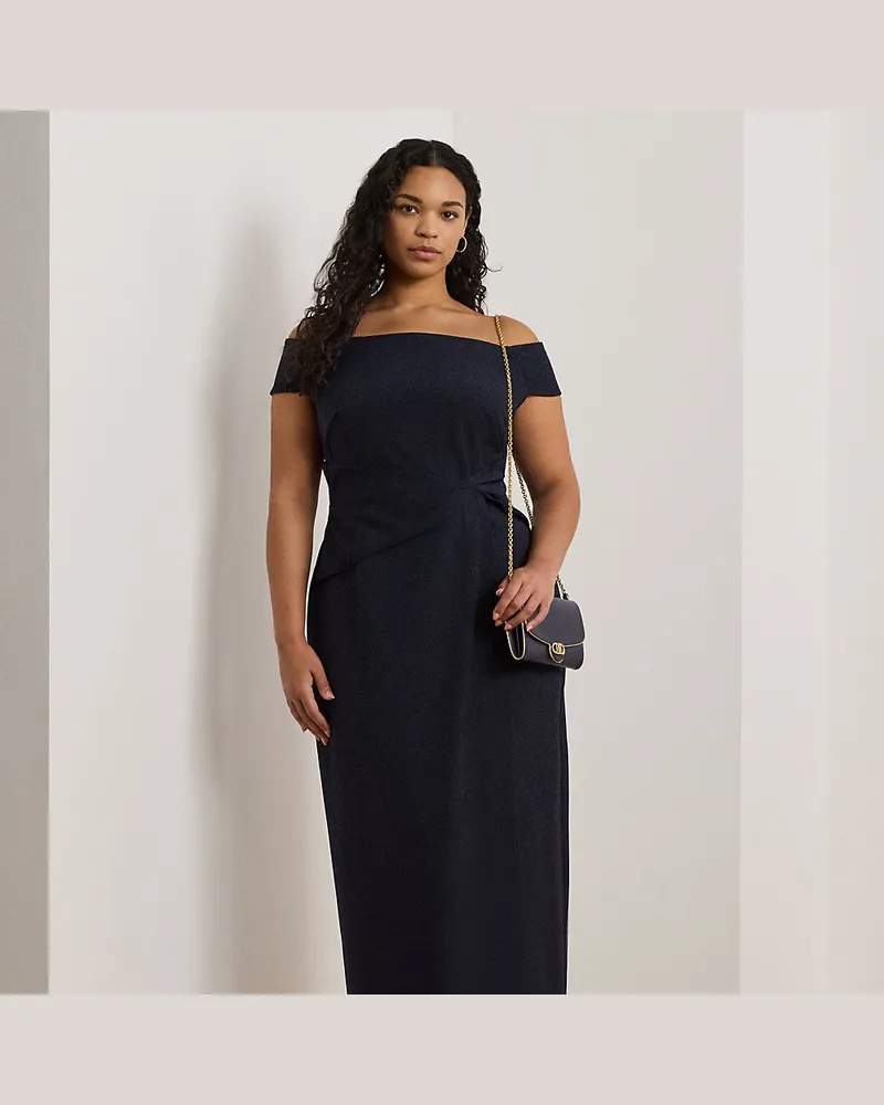 Ralph Lauren Plus Größen - Schulterfreies Crêpe-Abendkleid Blue