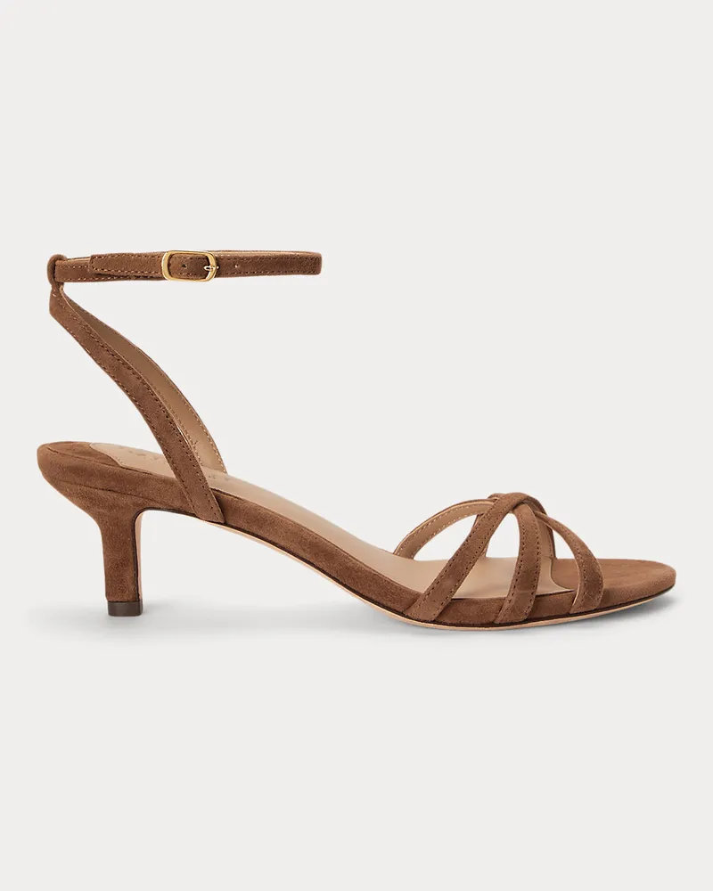 Ralph Lauren Wildledersandale Kendyl mit Kitten-Heel Brown
