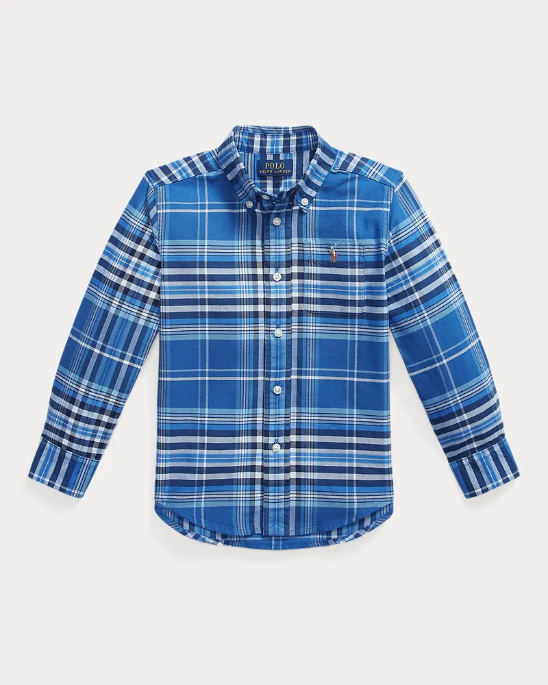 Ralph Lauren Kariertes Hemd aus Baumwolloxford Blue