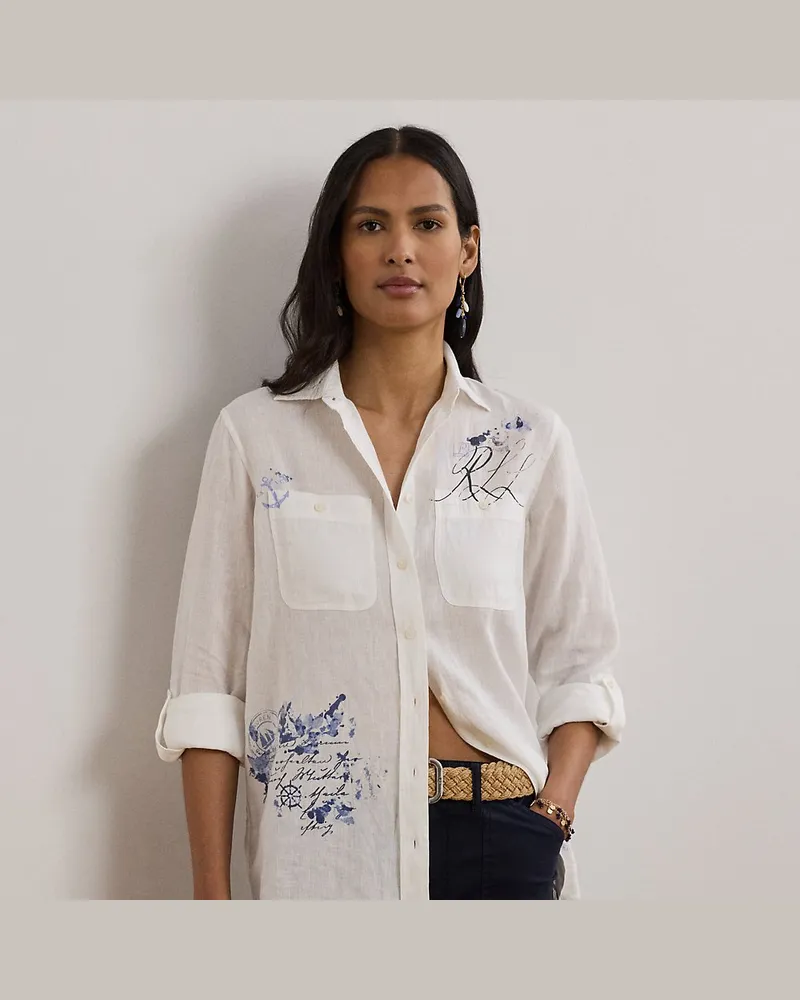 Ralph Lauren Kurzgrößen - Relaxed-Fit Hemd mit Druck White