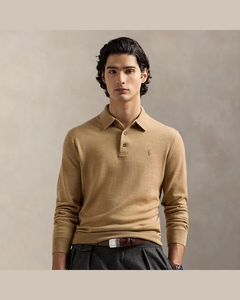 Ralph Lauren Wollpullover mit Polo-Kragen Brown