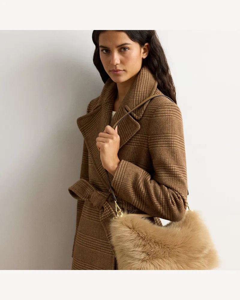 Ralph Lauren Kleine Lammfell-Schultertasche Blaike Tan