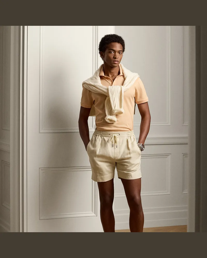 Ralph Lauren Handgeschneiderte Seiden-Leinen-Shorts Cream