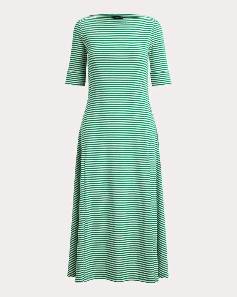 Ralph Lauren Geripptes Midikleid mit Streifen Green
