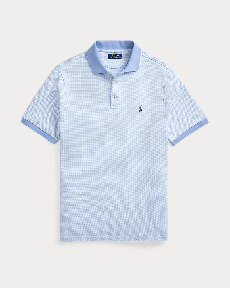 Ralph Lauren Custom-Slim-Fit Hahnentritt-Poloshirt Blue