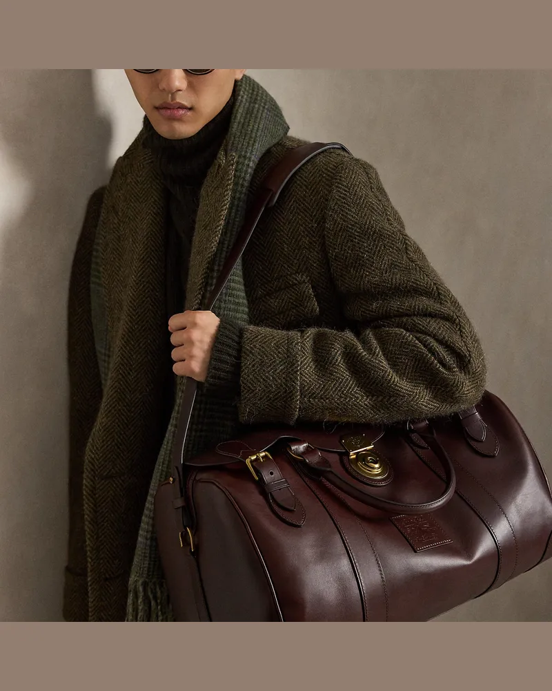 Ralph Lauren Kleine Leder-Reisetasche Heritage Lock Brown