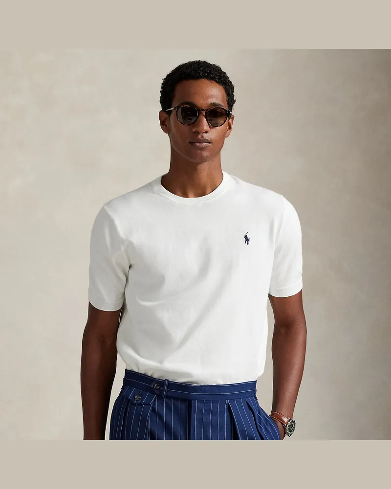 Ralph Lauren Rundhals-Kurzarmpullover aus Baumwolle White
