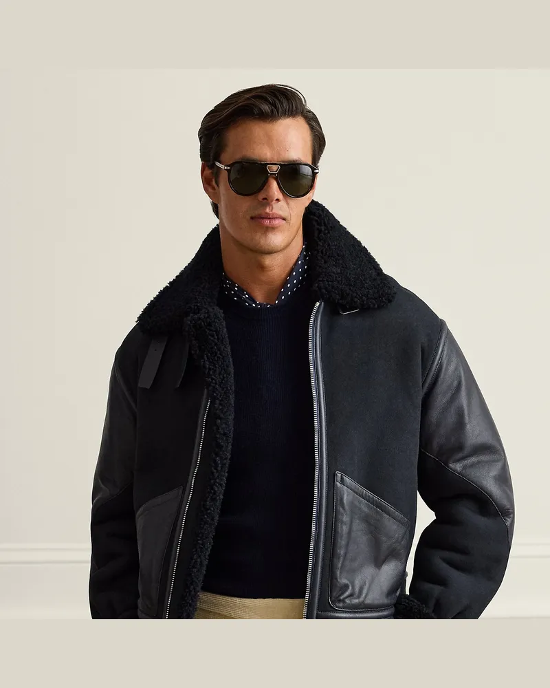 Ralph Lauren Pilotenjacke Lutton aus Lammfell Blue