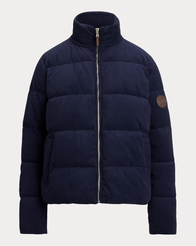 Ralph Lauren Gesteppte Pufferjacke aus Kordsamt Blue