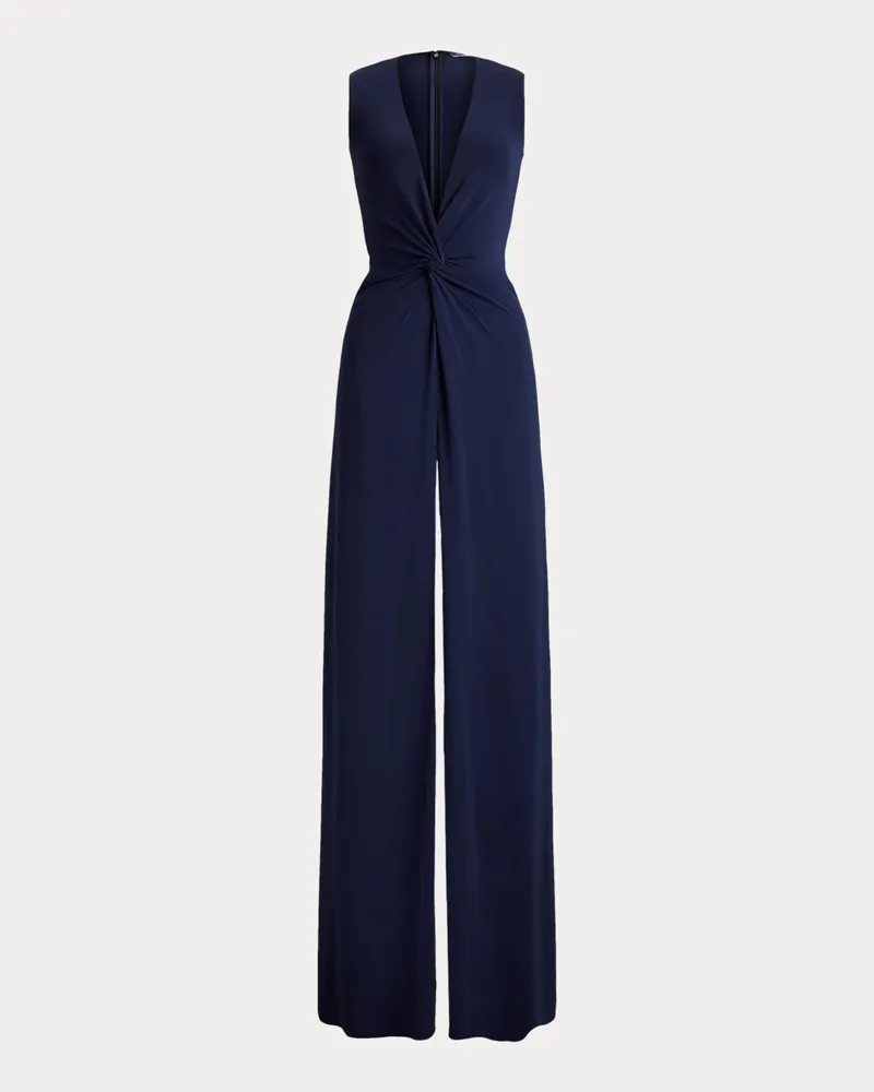 Ralph Lauren Zweifarbiges plissiertes Abendkleid Zach Blue