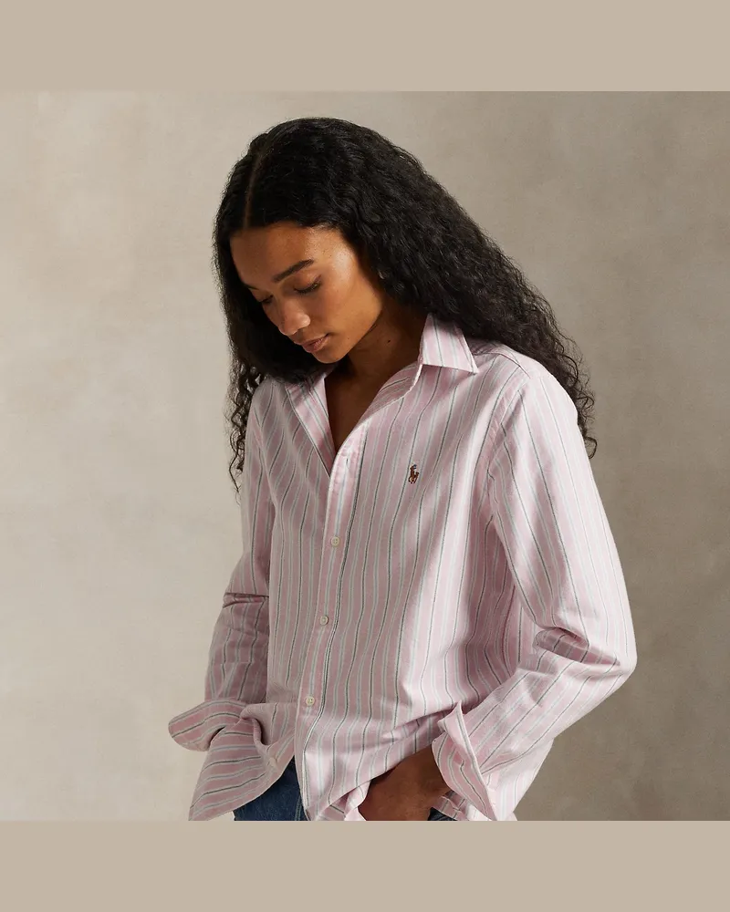 Ralph Lauren Gestreiftes Baumwoll-Oxfordhemd Pink