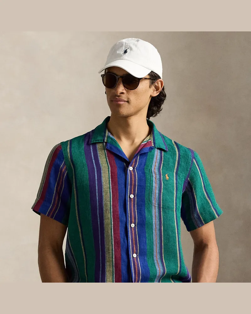 Ralph Lauren Gestreiftes Classic-Fit Kurzarmhemd Blue
