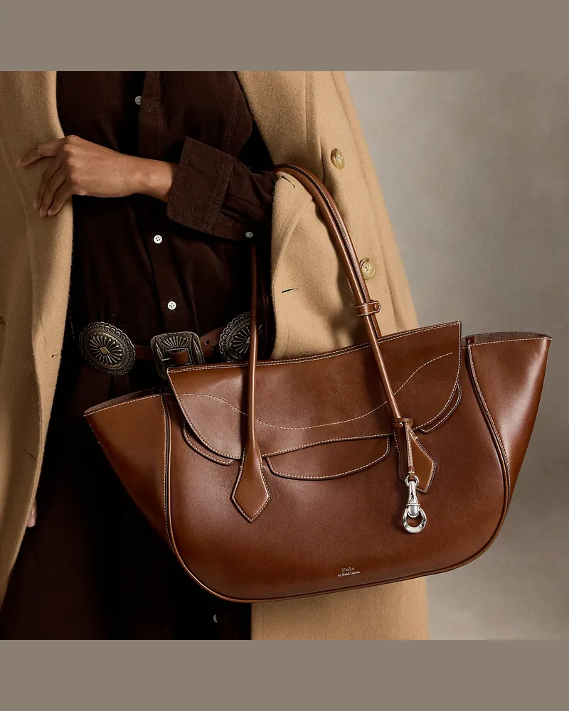 Ralph Lauren Große Schultertasche Polo Blaze Brown