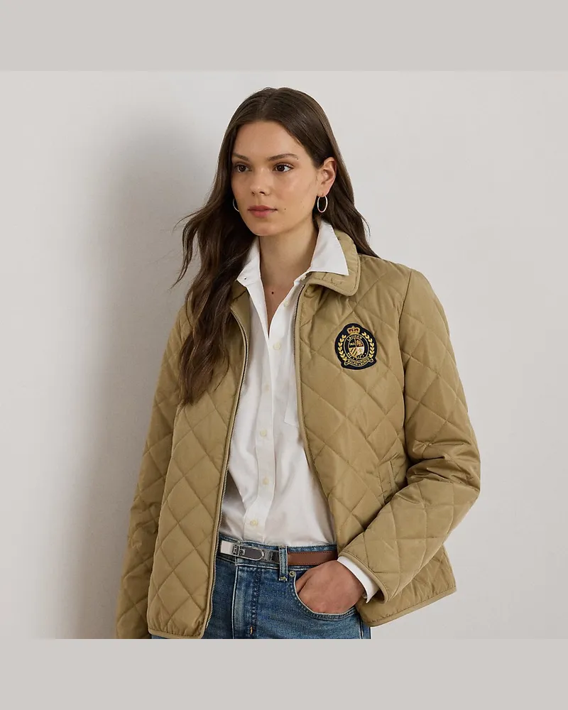 Ralph Lauren Steppjacke mit Wappenaufnäher Tan
