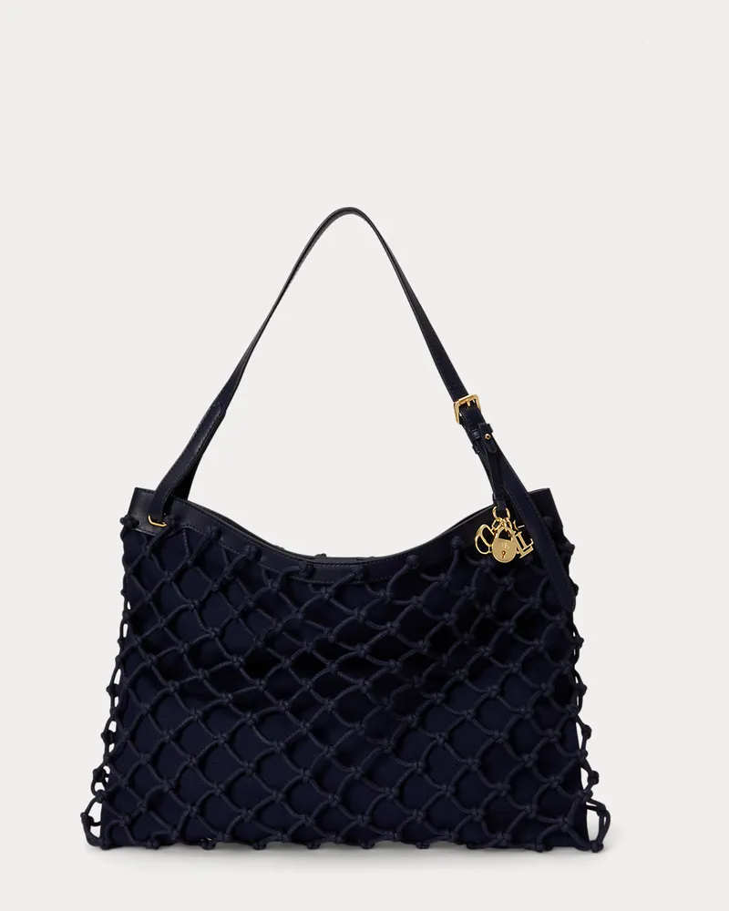 Ralph Lauren Große Tragetasche Marcy mit Makramee Blue