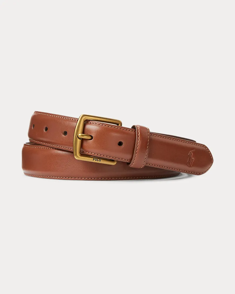 Ralph Lauren Eleganter Gürtel aus Narbenleder Brown