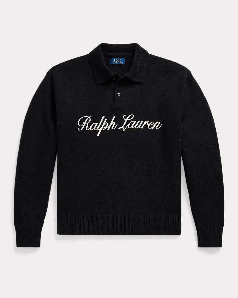 Ralph Lauren Relaxed-Fit Logo-Wollpullover mit Alpaka Black