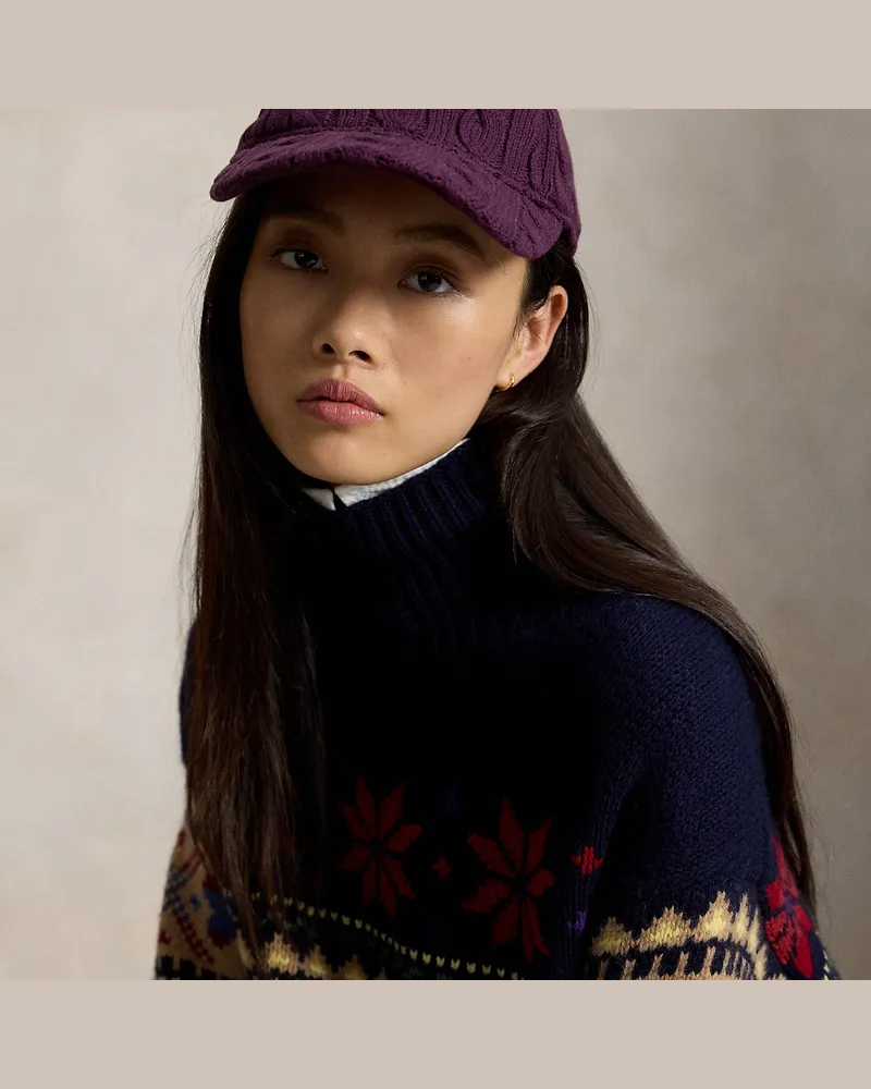 Ralph Lauren Baumwoll-Baseballkappe mit Zopfmuster Red