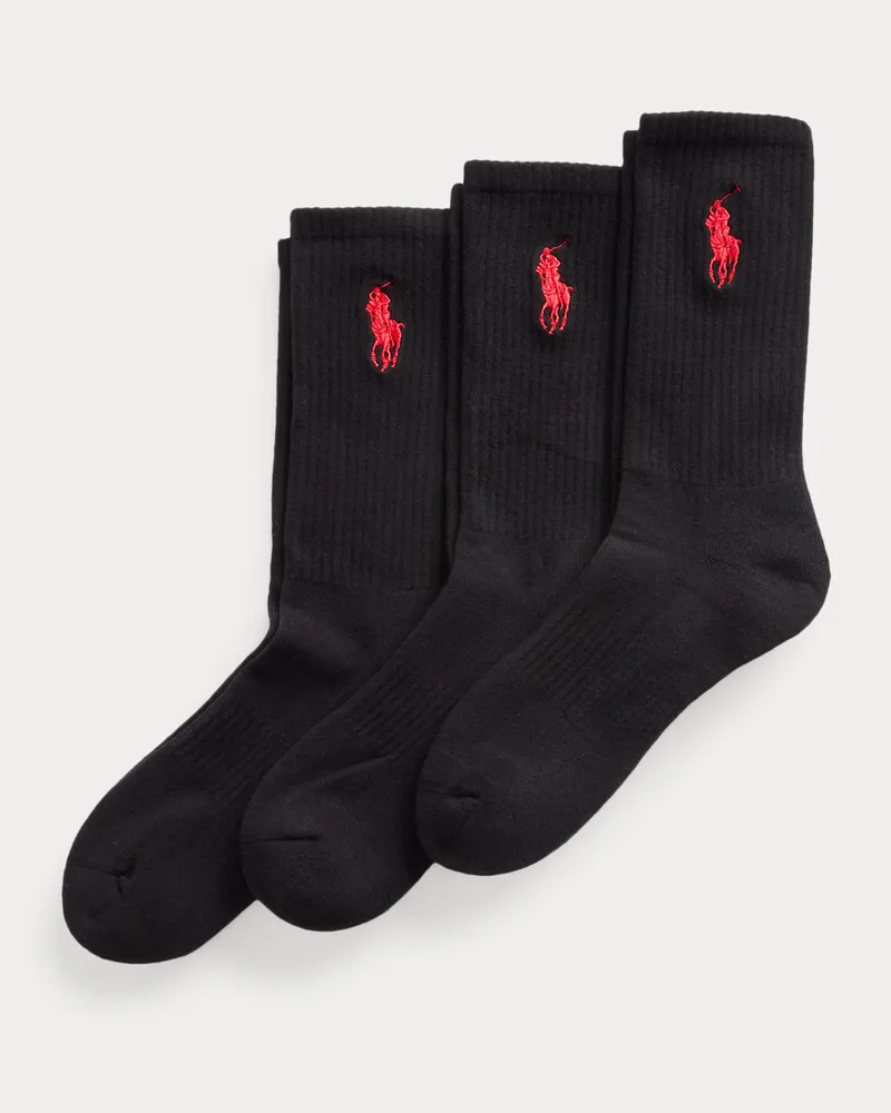 Ralph Lauren 3er-Pack Crew-Socken mit Big Pony Black