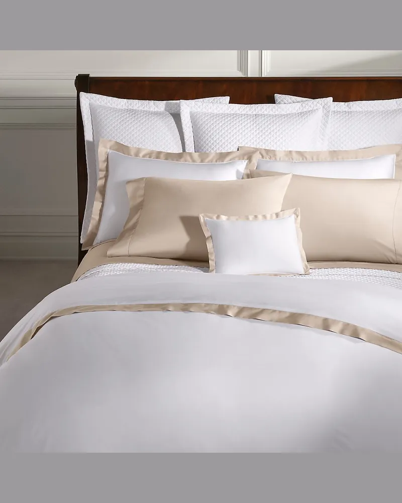 Ralph Lauren Home Bettbezug aus Baumwollatlas mit Bordüre Natural