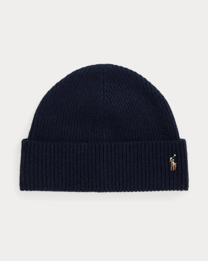 Ralph Lauren Wollmütze mit charakteristischem Pony Blue