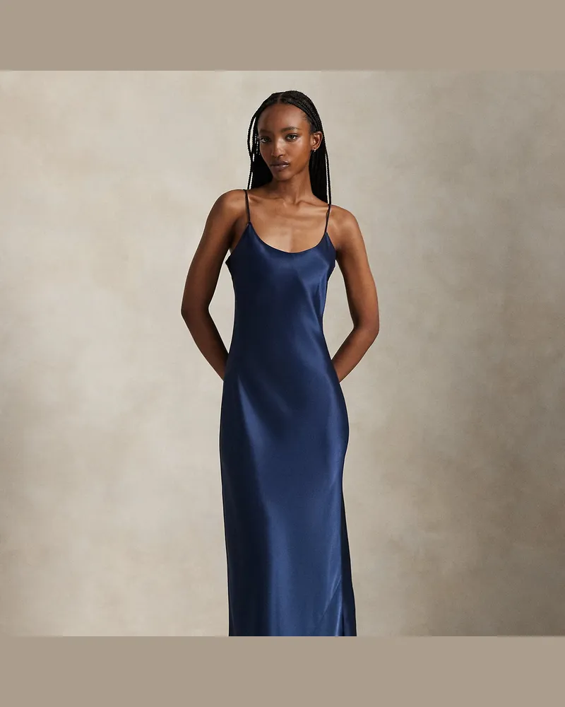 Ralph Lauren Trägerkleid aus Satin Blue