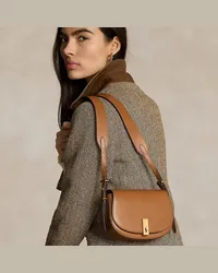 Ralph Lauren Mini-Satteltasche Polo ID aus Kalbsleder Tan