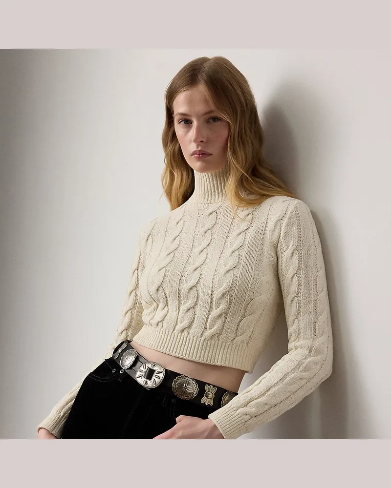 Ralph Lauren Kurzer Rollkragenpullover mit Seide Cream