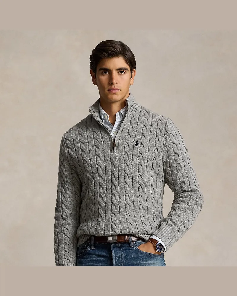 Ralph Lauren Baumwollpullover mit Zopfmuster Grey
