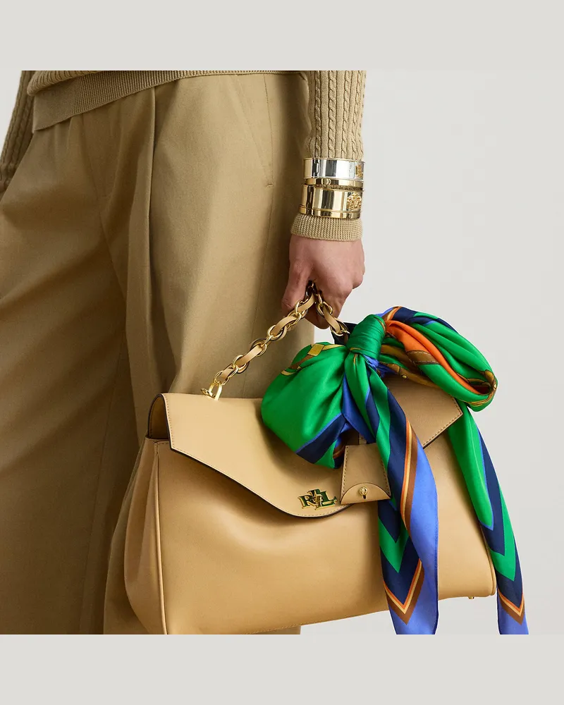 Ralph Lauren Weiche Beuteltasche Farrah mit Kette Tan