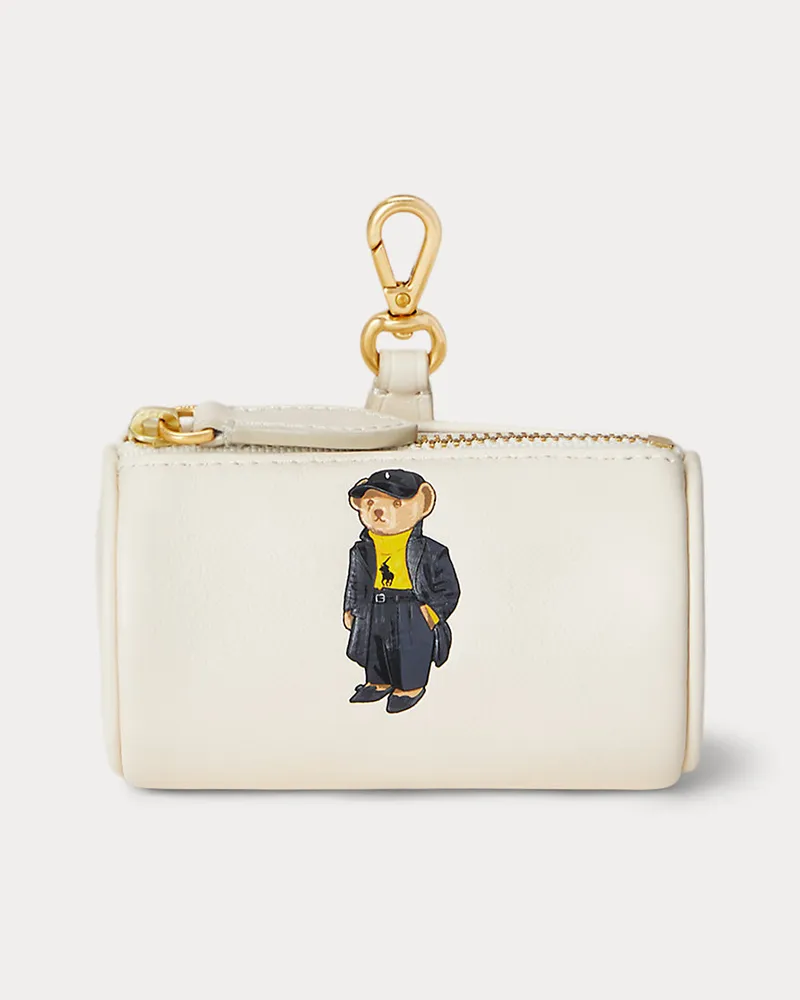 Ralph Lauren Zylinderförmige Geldbörse mit Polo Bear White