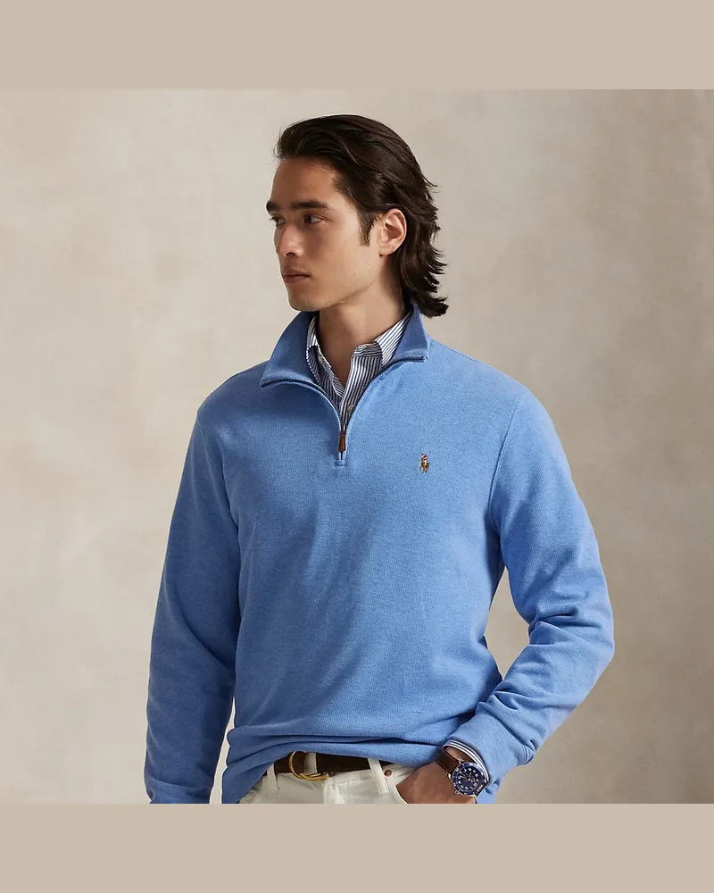 Ralph Lauren Rippenpullover mit Viertelreißverschluss Blue