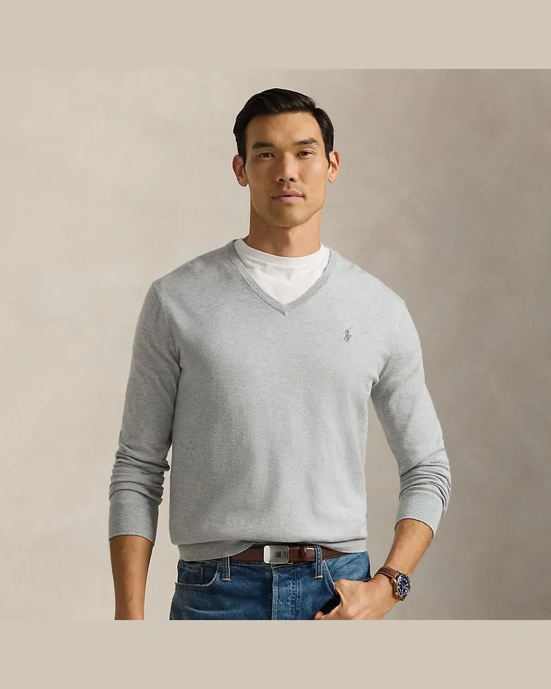 Ralph Lauren Slim-Fit Pullover mit V-Ausschnitt Grey