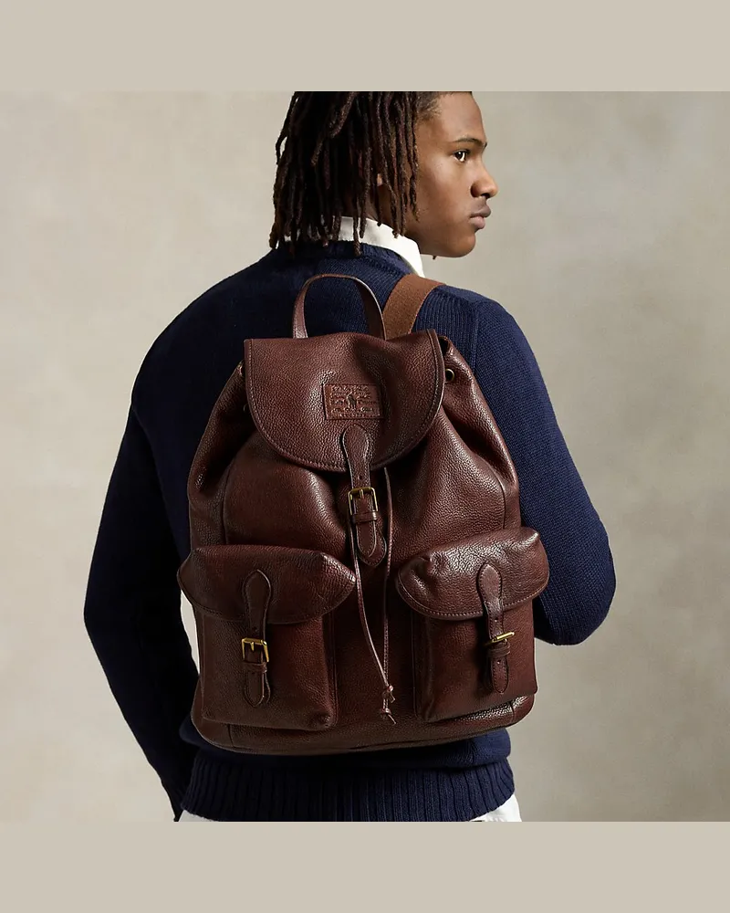 Ralph Lauren Traditioneller Lederrucksack Brown