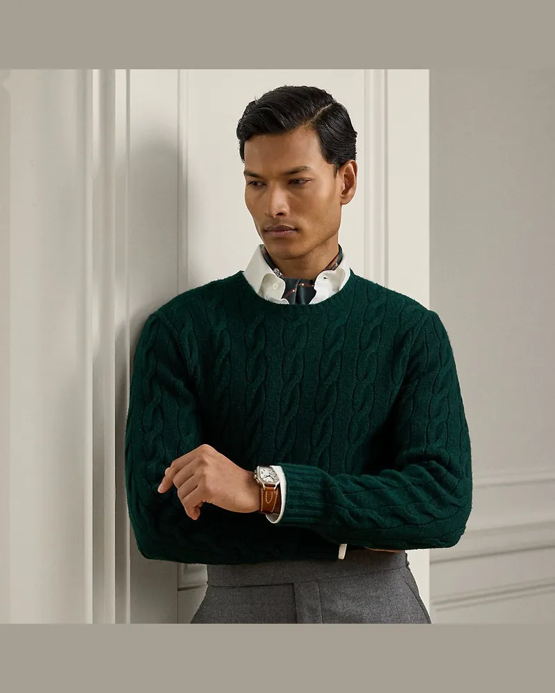 Ralph Lauren Kaschmirpullover mit Zopfmuster Green