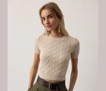 Kurzer Kaschmirpullover mit Zopfmuster
