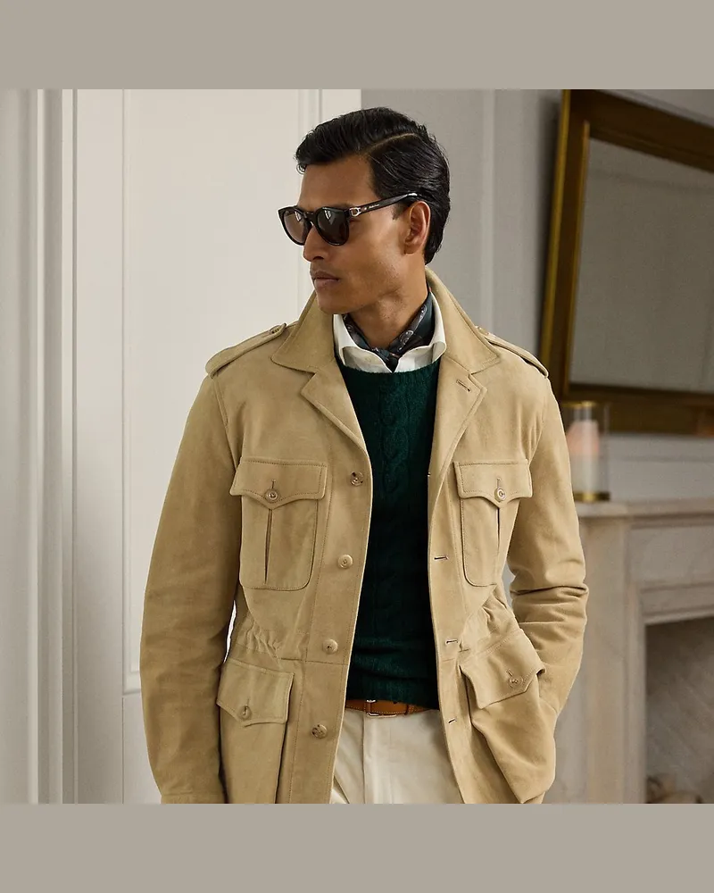 Ralph Lauren Handgeschneiderte Utility-Wildlederjacke Brown