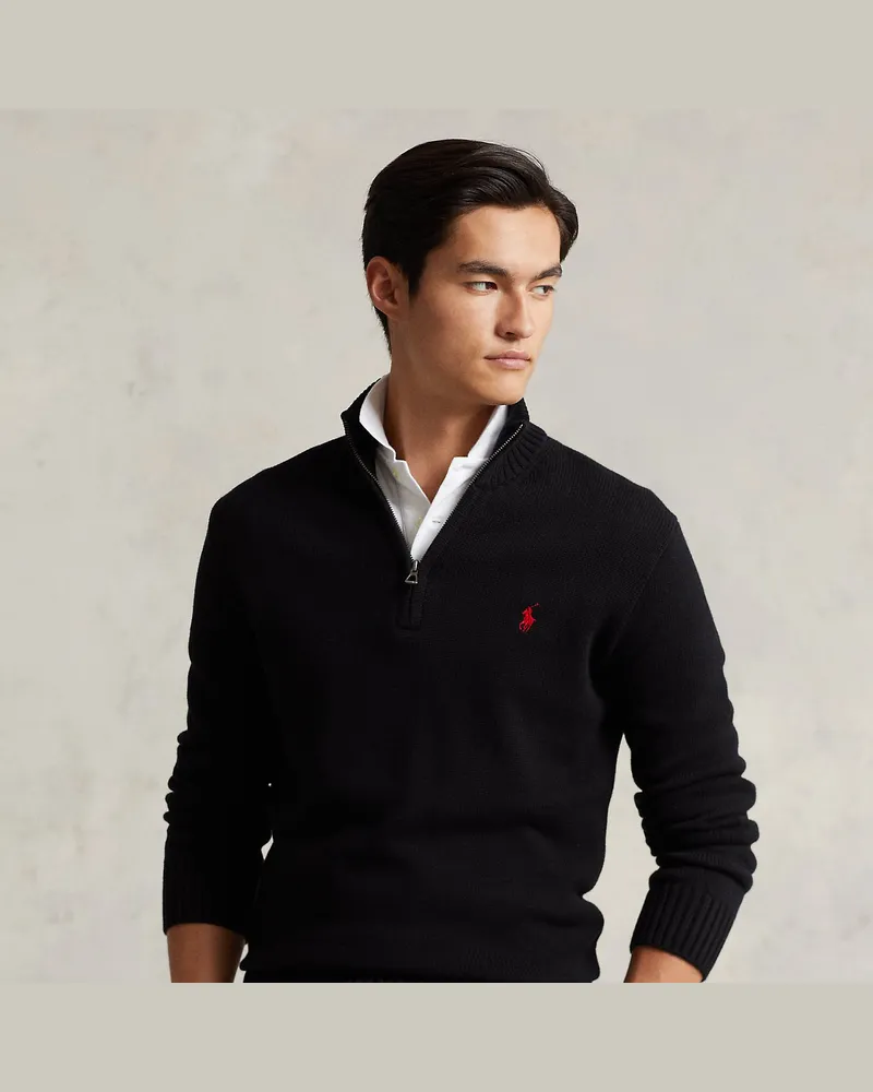 Ralph Lauren Baumwollpullover mit Halbrollkragen Black