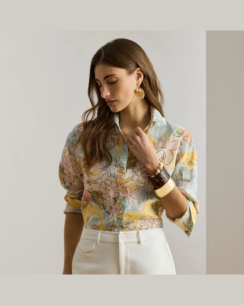 Ralph Lauren Relaxed-Fit Hemd aus Leinen mit Blumen Cream